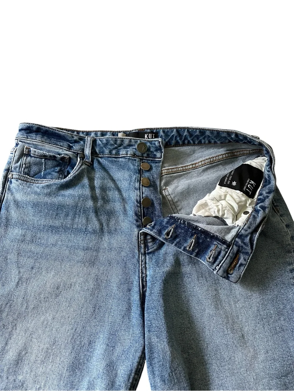 Kut From The Kloth Margo Jean Shorts High Rise Long Short Denim 14 medium wash